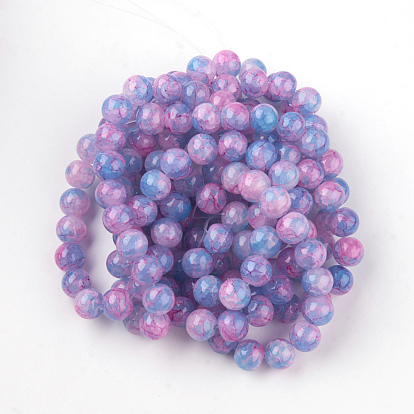Baking Painted Crackle Glass Bead Strands, Round