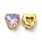 Diamantes de imitación para coser en forma de corazón, diamantes de imitación de cristal, accesorios de prendas de vestir, Enlaces multifilares, con fornituras de latón de tono de oro