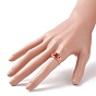 Anillo de dedo trenzado de piedras preciosas naturales redondas, joyería de envoltura de alambre de cobre dorado para mujer