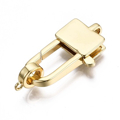 Brass Lobster Claw Clasps, Cadmium Free & Nickel Free & Lead Free, Rectangle