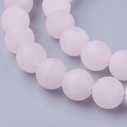 Natural Rose Quartz Bead Strands, Round, Frosted