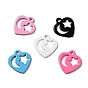 Spray Painted 201 Stainless Steel Charms, Heart with Star & Moon Pattern
