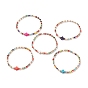 Bracelets de bout en verre, avec des perles de turquoise synthétique (teintes) et de laiton, croix