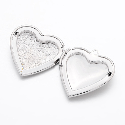 Romantic Valentines Day Ideas for Him with Your Photo Brass Locket Pendants, Photo Frame Charms for Necklaces, Heart