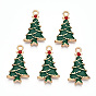 Acumular colgantes de esmalte de la aleación de chapado, sin cadmio y níque y plomo, la luz de oro, árbol de Navidad