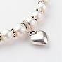 Bracelets élastiques en perles de verre, avec les accessoires en alliage, 54mm