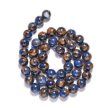 Perles de pierre clinquant en or synthétique, teint, ronde
