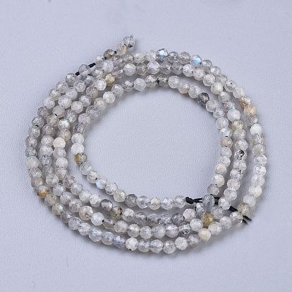 Brins de perles de pierre de lune arc-en-ciel naturel, ronde, facette