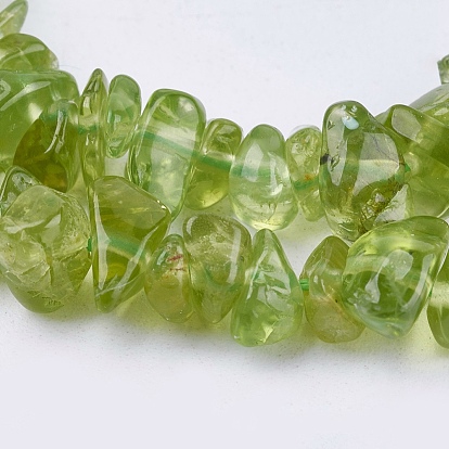 Natural Peridot Beads Strands, Chip, 3~7x2~4x2~4mm, Hole: 1mm
