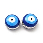 Alloy Enamel Beads, Flat Round with Evil Eye Pattern