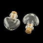 Bouteille en verre de coeur pour les conteneurs de perles, avec bouchon en liège, souhaitant bouteille, 25x22x11mm, Trou: 6mm