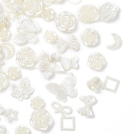 Kit de búsqueda de joyería estilo perla de imitación diy, Incluye cuentas acrílicas, cabujones, eslabones y colgantes., formas de mariposa/hoja/flor/luna/estrella