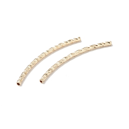 Rack Plating Brass Curved Tube Beads, Cadmium Free & Lead Free, Long-Lasting Plated