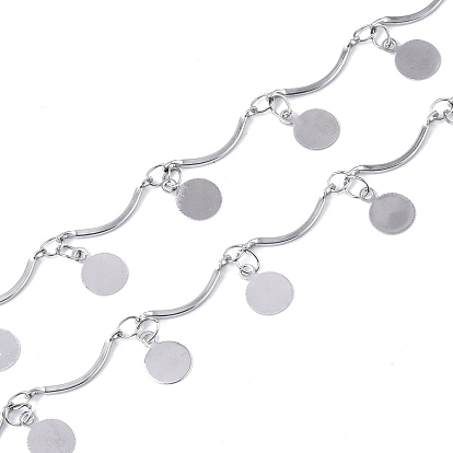 304 chaînes à maillons courbés en acier inoxydable, chaîne de barre festonnée, avec des charmes rondes plates, soudé