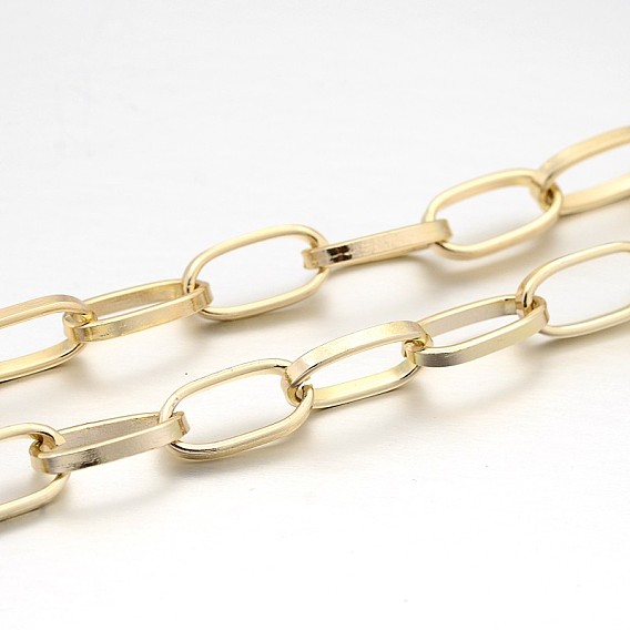 Chaînes de trombone en aluminium, Ovale Plat, chaînes de câble allongées étirées, pour le bricolage fabrication de bijoux, non soudée, 15.5x8x1mm