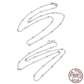 Rhodium Plated 925 Sterling Silver Satellite Chain Necklaces, with S925 Stamp, for Beadable Necklace Making