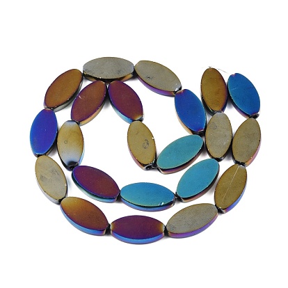 Abalorios de vidrio electrochapa, oval