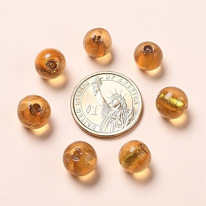 Perles en verre de feuille d'argent faites à la main , ronde