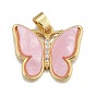 Resin Pendants, with Golden Tone Brass Micro Pave Cubic Zirconia Findings, Butterfly
