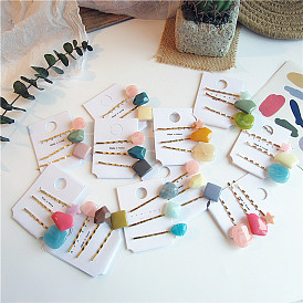 Vintage Acetate Colorful Hairpin Set - Retro Style, Girl's Bangs Clip, Top Clip.