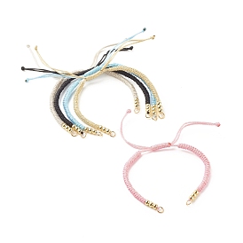 Fabrication de bracelet en cordon de polyester tressé réglable, avec 304 anneaux en acier inoxydable, perles en laiton rondes