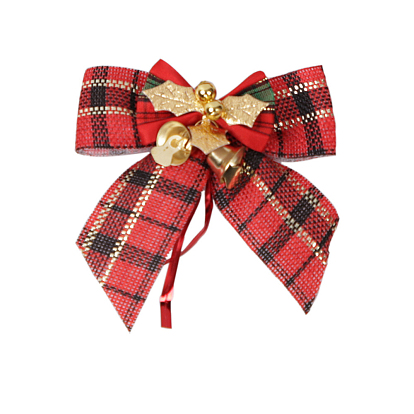 Lazo de lino con decoración colgante de campana, para adornos colgantes de árboles de navidad