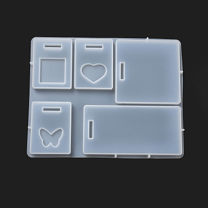 DIY Silicone Rectangle Badge Reel Pendant Molds, Resin Casting Molds, for UV Resin, Epoxy Resin Jewelry Making