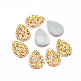 Resin Cabochons, Bottom Silver Plated, AB Color Plated, Drop