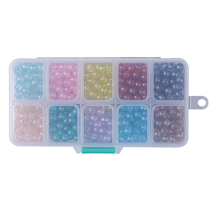 10 couleurs perles de verre peintes par pulvérisation transparent, ronde