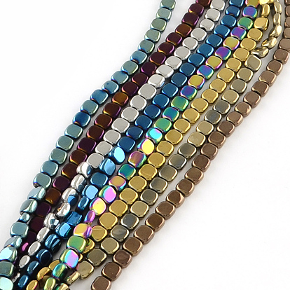 Electroplated Non-magnetic Synthetic Hematite Beads Strands, Square