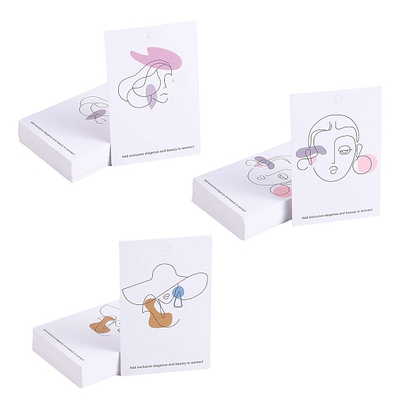 120 pcs 3 rectángulo de estilo con tarjetas de exhibición de joyería de cartón de patrón de mujer