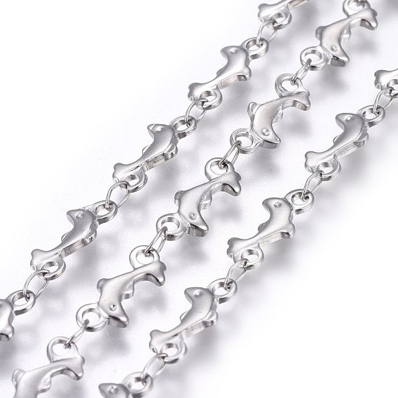 304 Stainless Steel Link Chains, Soldered, Dolphin