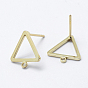 Brass Stud Earring Findings, with Loop, Long-Lasting Plated, Nickel Free, Triangle