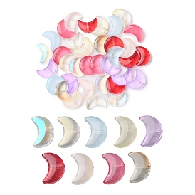35Pcs Transparent Spray Painted Glass Beads, Crescent Moon