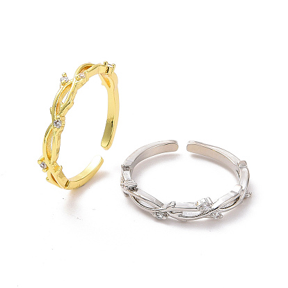 Прозрачное кольцо-манжета с ветвью кубического циркония, украшения из латуни для женщин