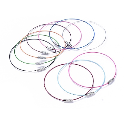 Steel Wire Bracelet Cord, with Alloy Clasp, 1mm, Inner Diameter: 72mm