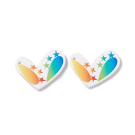 Pendentifs en acrylique double face, coeur avec motif étoile