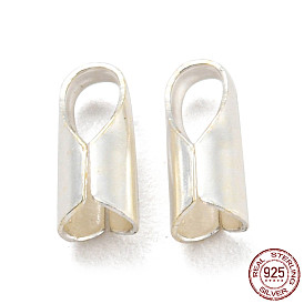 925 Sterling Silver Cord End, Folding Crimp Ends, with S925 Stamp