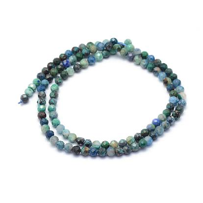 Natural Chrysocolla Beads Strands, Faceted, Round