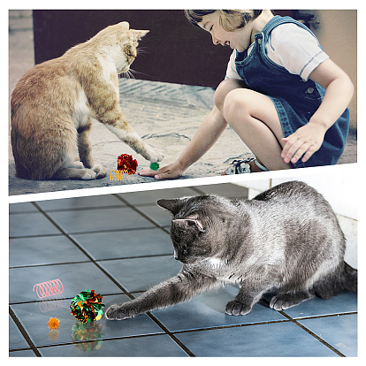 Chgcraft kit de fournitures de jouets pour chat, y compris le ressort en plastique 8pcs, 12 boules froissées d'aluminisation en plastique pour animaux de compagnie, 50pcs boules de pom pom faites à la main