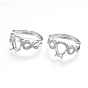 Brass Finger Ring Components, 4 Claw Prong Ring Settings, with Cubic Zirconia