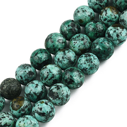 Jaspe normal brins de perles, imitation turquoise africaine, teint, Style givré, ronde