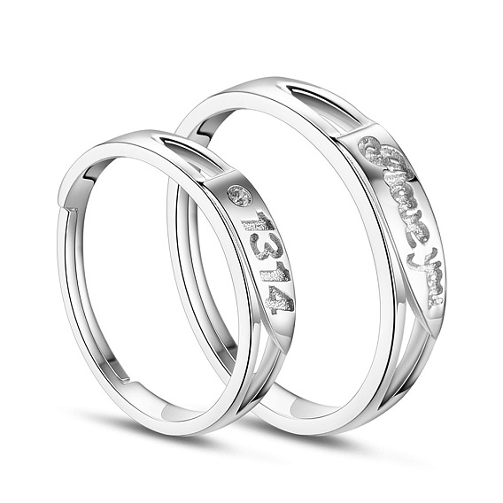 Регулируемые парные кольца shegrace с гравировкой из стерлингового серебра 925, 18 mm и 19 mm