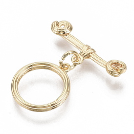 Brass Toggle Clasps, Nickel Free, Ring