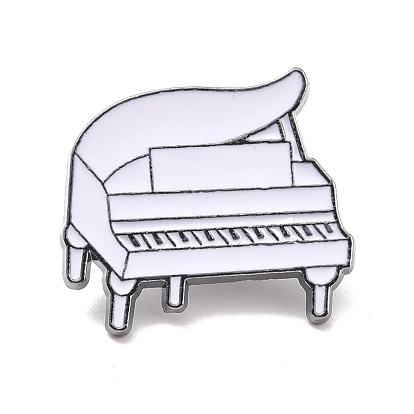 Broche en émail de piano, Insigne en alliage d'instruments de musique pour vêtements de sac à dos, gris anthracite