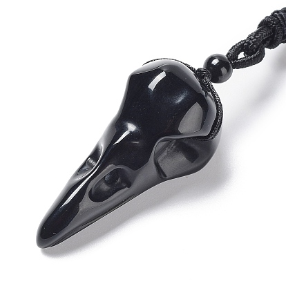 Natural Mixed Stone Plague Doctor Pendant Necklace with Nylon Rope