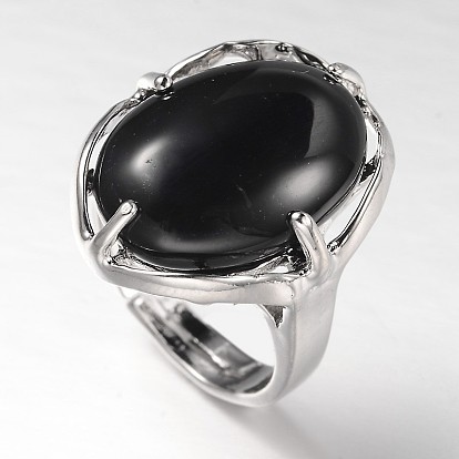 Регулируемая овальная драгоценный камень широко диапазона кольца, с латунной фурнитурой платинового цвета