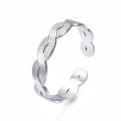 304 Stainless Steel Twist Wrap Open Cuff Ring for Women