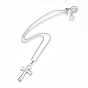 Adjustable 304 Stainless Steel Pendants Necklaces, Cross