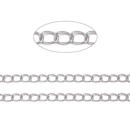 304 chaînes en acier inoxydable torsadés, pour le bricolage fabrication de bijoux, soudé, 5x4x0.6mm